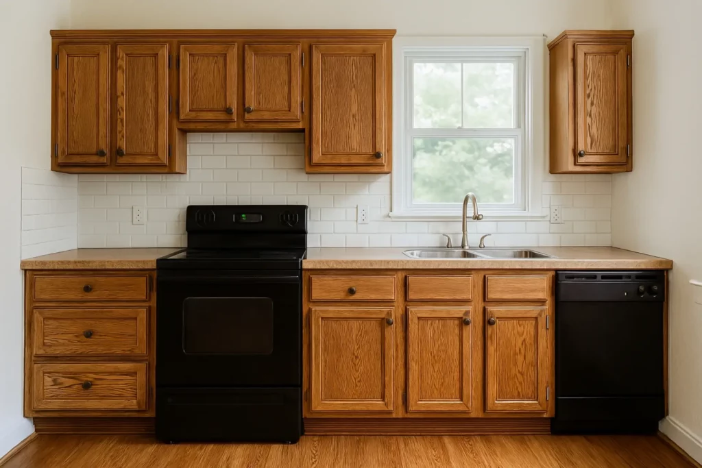 מטבח ישן לפני חידוש דלתות מטבח