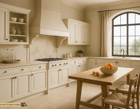 מטבח איטלקי כפרי בגוון שמנת