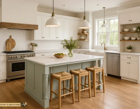 מטבח כפרי עם נגיעות עץ טבעי