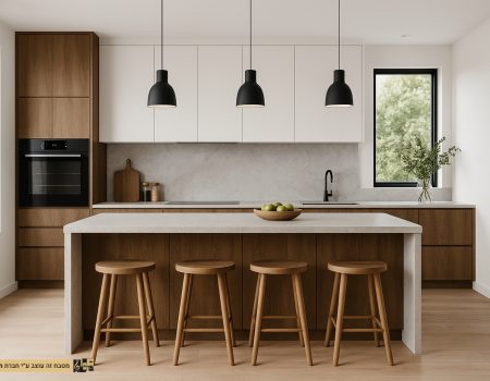 מטבח סקנדינבי לבן ואגוז